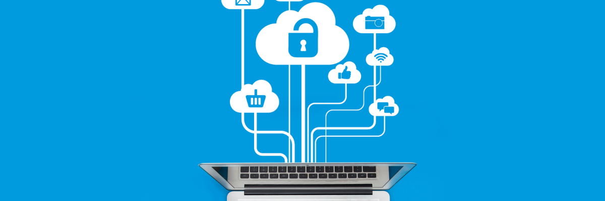 cloud security concept above laptop