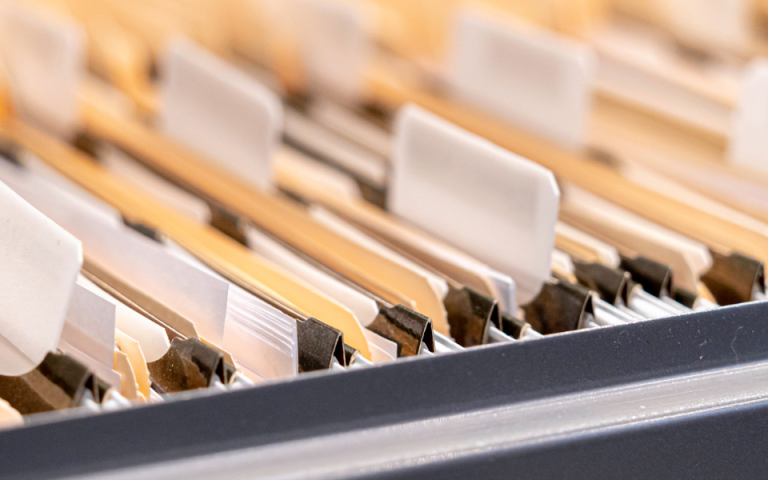 close up of filing cabinet