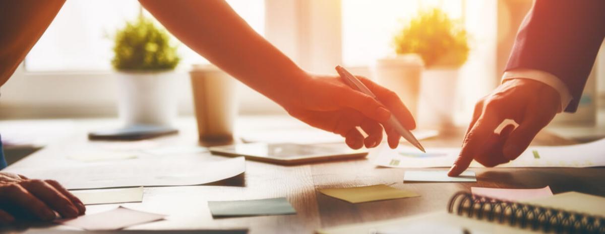 Man and woman working in office